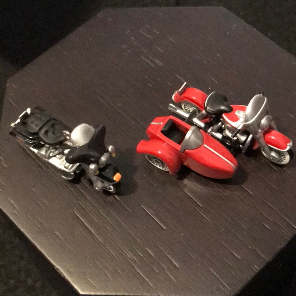 Vtg (1999-2000) Hallmark Miniature Harley Davidson Motorcycle Ornaments, MIB